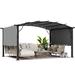 HAPPATIO 10 ft. x 13 ft. Outdoor Aluminum Retractable Pergola, Arched Pergola w/ Shade Canopy (Gray) | 92.10" H x 157.50" W x 118.10" D | Wayfair