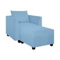 Ebern Designs Makvala Convertible Modular Sectional Sofa, Linen Sleeper Accent Chair w/ Ottoman Linen in Blue | Wayfair