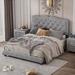 House of Hampton® Tartaglia Upholstered Platform Bed Metal in Gray | 47.5 H x 58.2 W x 81.1 D in | Wayfair 956C40C41B0F49E2B1111F5CCCFD6864