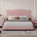 House of Hampton® Galiano Platform Bed Wood & /Upholstered/Velvet/Metal & /Metal in Pink | 47.6 H x 64.2 W x 84.3 D in | Wayfair