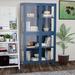 Latitude Run® Four Glass Door Storage Cabinet w/ Adjustable Shelves Metal in Blue | 59.06 H x 31.5 W x 12.6 D in | Wayfair