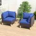 Ebern Designs Gershwin Patio Accent Chair w/ Cushions Wicker/Rattan in Blue | 29.92 H x 25.59 W x 25.59 D in | Wayfair