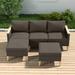 Ebern Designs Onawa 92.71" Wide Outdoor Wicker Reversible Patio Sectional w/ Cushions Wicker/Rattan/Olefin Fabric Included in Brown | Wayfair