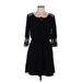 Old Navy Casual Dress - Mini Tie Neck 3/4 sleeves: Black Solid Dresses - Women's Size Medium