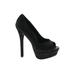 Steve Madden Heels: Pumps Platform Cocktail Black Print Shoes - Women's Size 7 1/2 - Peep Toe