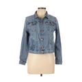 &Denim by H&M Denim Jacket: Short Blue Print Jackets & Outerwear - Women's Size 10