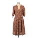 Edme & Esyllte Casual Dress - Shirtdress: Brown Print Dresses - Women's Size 2