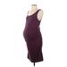 Liz Lange Maternity Casual Dress - Midi Scoop Neck Sleeveless: Burgundy Marled Dresses - Women's Size X-Small