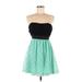 Luna Chix Casual Dress - Mini Sweetheart Sleeveless: Teal Dresses - Women's Size Medium