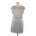 Phoebe Couture Cocktail Dress - Mini Scoop Neck Short sleeves: Silver Dresses - Women's Size 8