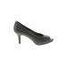 Kelly & Katie Heels: Slip On Stiletto Cocktail Party Gray Solid Shoes - Women's Size 9 - Peep Toe