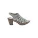 Munro American Heels: Slingback Chunky Heel Casual Gray Solid Shoes - Women's Size 12 - Open Toe