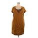 Lane Bryant Casual Dress - Party Scoop Neck Short sleeves: Brown Solid Dresses - Women's Size 20 Plus