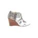 Donald J Pliner Wedges: Silver Animal Print Shoes - Women's Size 8 - Open Toe