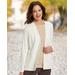 Blair Women's Claire Everyday Knit Solid Open-Front Cardigan - White - PL - Petite