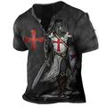 Graphic Chevaliers templiers Mode Design basique Homme 3D effet Chemise Henley Shirt Chemise à manches courtes T-shirt T-shirt T-shirt Plein Air Casual Vacances T-shirt Noir Marron clair Marron