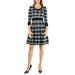 Plaid Scoop Neck Jacquard Dress