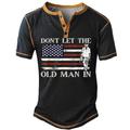 Dont Let The Old Man In American Flag T-Shirt für Herren, Retro-Vintage-Stil, lässig, 3D-Druck, T-Shirt, Henley-Shirt, Sport, Outdoor, Urlaub, Ausgehen, T-Shirt, Schwarz, Armeegrün, Dunkelblau,