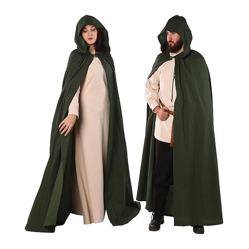 Retro Vintage Punk Gothic Mittelalterlich Umhang Cosplay Kostüm Hexe Magier Wikinger Hexen Elfen Einfarbig Kostüm Herren Damen Unisex Keltisch Vikinger Fantasie Halloween Karneval Maskerade Image