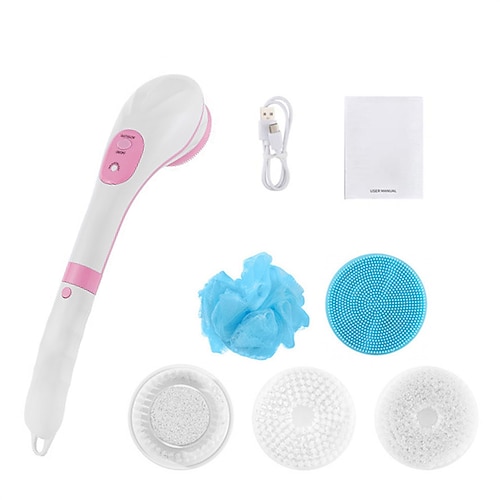 Elektrische Duschbürste Handheld Massage Körperbürste Rücken reinigen langer Griff Spa Hautschälung Reinigung Scrub Bad Bürsten Valentinstagsgeschenk Image