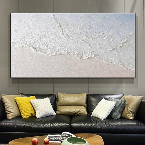 handgemaltes, minimalistisches Ozeangemälde auf Leinwand, 3D-Wandkunst mit Erdton, Meereswellen, Wandkunst, Wohnzimmergemälde, modische Raumdekoration, ohne Rahmen Image