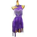 Latein-Tanz Kleid Quaste Kristalle / Strass Damen Leistung Ärmellos Spandex