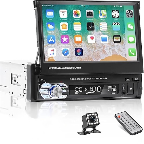 neueste 7 HD 1080p einziehbarer Touchscreen Autoradio Stereo 1 din Bluetooth Auto MP5 Player Unterstützung USB / Aux / FM / Spiegelverbindungsfunktion Rückfahrkamera Image