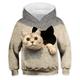 bambini ragazze ragazzi felpa con cappuccio pullover animale gatto tasca a manica lunga bambini top felpa con cappuccio casual adorabile quotidiano bianco giallo blu autunno 7-13 anni