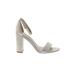 Sam Edelman Heels: Slip On Chunky Heel Cocktail Party Silver Shoes - Women's Size 9 1/2 - Open Toe