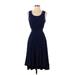 Girls from Savoy Casual Dress - A-Line Scoop Neck Sleeveless: Blue Solid Dresses - Women's Size Small