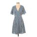 Toujours Toi Family Affairs Casual Dress - Wrap: Blue Stripes Dresses - Women's Size Small