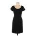 H&M Casual Dress - Sheath Scoop Neck Short sleeves: Black Print Dresses - Women's Size 10