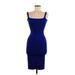 American Apparel Casual Dress - Bodycon Square Sleeveless: Blue Print Dresses - Women's Size Small