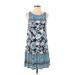 Ann Taylor LOFT Casual Dress: Blue Print Dresses - Women's Size X-Small Petite