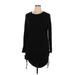 H&M Casual Dress - Mini Crew Neck Long sleeves: Black Print Dresses - Women's Size X-Large