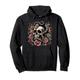 Hübscher und kantiger rosa Totenkopf, Schlange und Rosen Pullover Hoodie