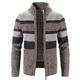 Men's Sweater Cardigan Sweater Zip Sweater Sweater Jacket Ribbed Knit Knitted Color Block Stand Collar Fashion Casual Sports Daily Wear Clothing Apparel Fall Winter Navy Blue Blue M L XL