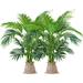 WORTH 4ft Artificial Areca Palm Plant 2 Packs in Pot Lifelike Faux Silk Plant for Home Decor Includes Two Linen Bags & 20g Dry Moss Perfect Indoor Artificial Palm Tree