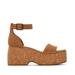 TOMS Women's Laila Tan Suede Platform Sandals Brown/Natural, Size 7