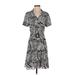 Ann Taylor Casual Dress - Shirtdress: Gray Paisley Dresses - Women's Size 4 Petite