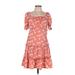 Influence Casual Dress - Mini Square Short sleeves: Pink Print Dresses - Women's Size 8