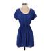 Mossimo Supply Co. Casual Dress - Popover: Blue Solid Dresses - Women's Size X-Small