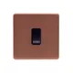 Brushed Copper Screwless Plate 10A 1 Gang 2 Way Light Switch - Black Trim - Se Home