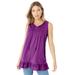 Plus Size Women's Tiered Babydoll Tank by Roaman's in Purple Magenta (Size 12)