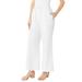 Plus Size Women's Linen Wide-Leg Pant by Roaman's in White (Size 30 W)