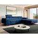 Alvaro Velvet Left Hand Facing Corner Sofa Bed with Storage and Lift Mechanism - Navy Blue