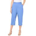 Plus Size Women's Flat Front Linen Capri by Catherines in Stone Blue (Size 0XWP)