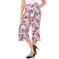 Plus Size Women's AnyWear Wide Leg Capri by Catherines in Pink Burst Abstract Leaf (Size 0X)