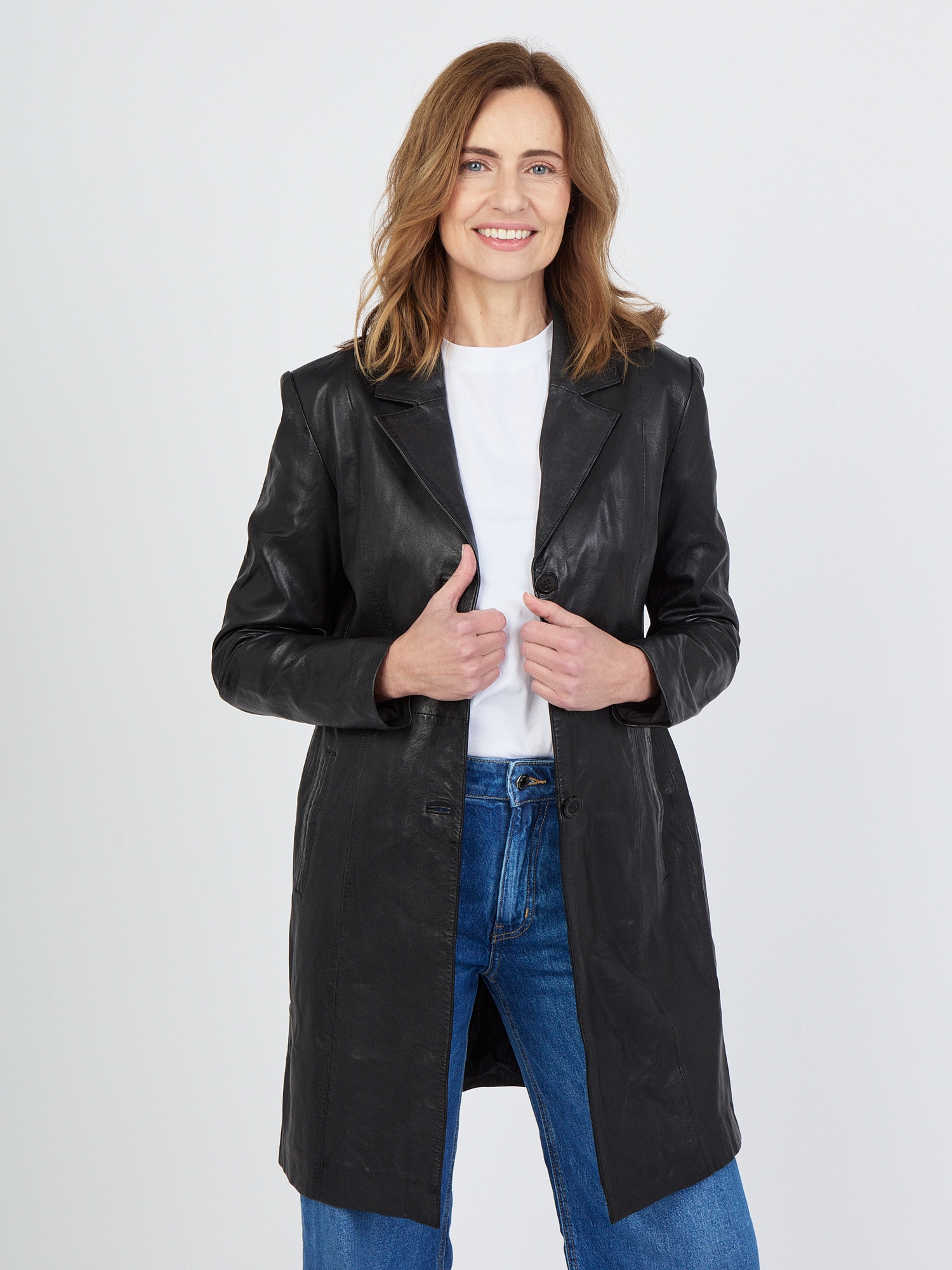Ledermantel JCC "IK14-2", Damen, Gr. 46, schwarz, Obermaterial: 100% Lammnappa; Futter. 100% Polyester, Mäntel Image