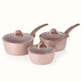 Tower Cerastone Forged 3 Piece Saucepan Set - Rose Pink